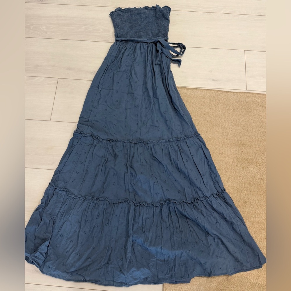 Aakaa Navy Tiered Maxi Dress